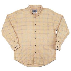 Vintage The Territory Ahead Geometric Button Down Shirt Mens Large Yellow Square